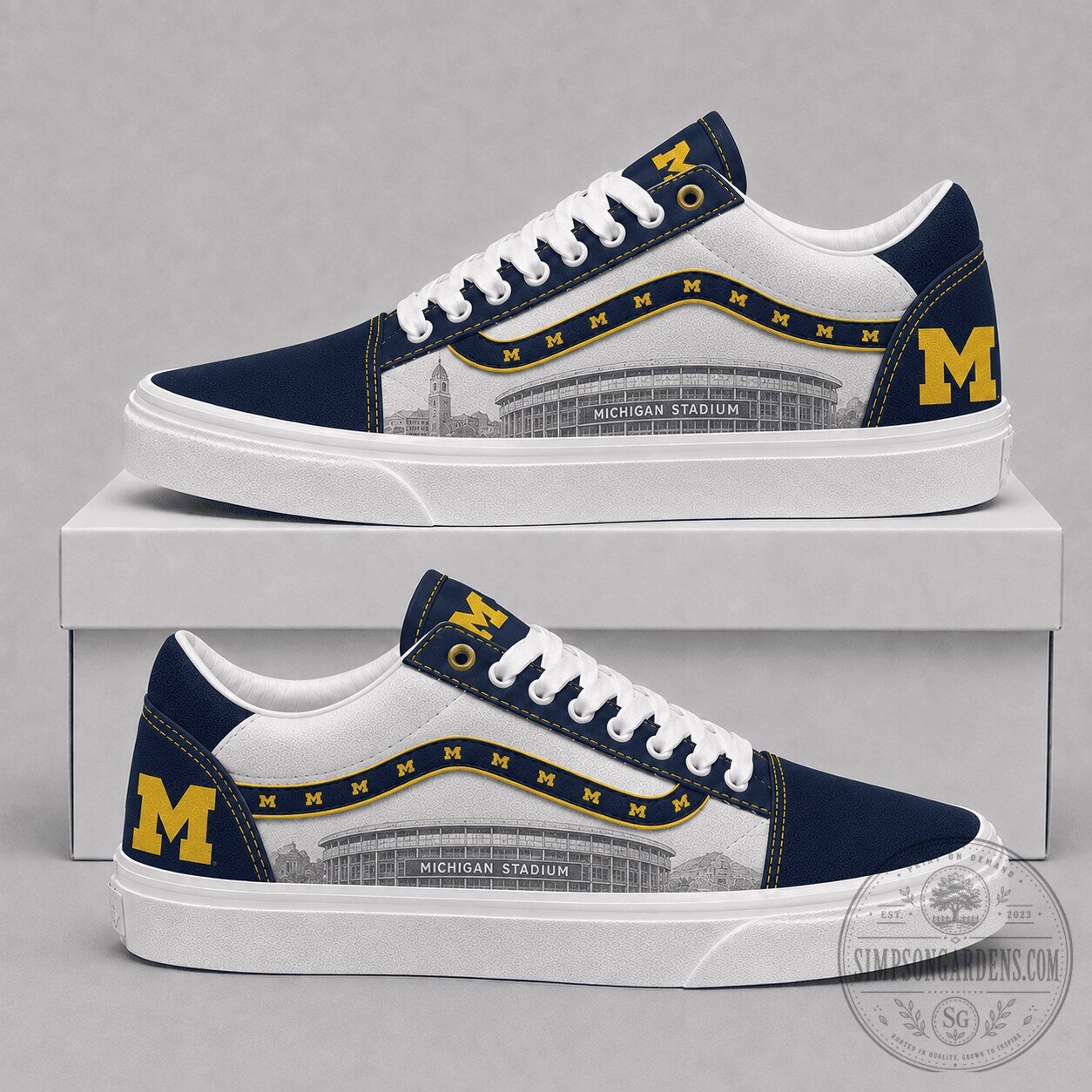 Michigan Wolverines NCAA Football Team Stadium Design Shoes