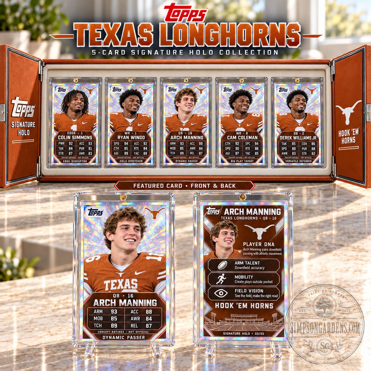 Topps Texas Longhorns Arch Manning Signature Holo Collection Trading Cards 3 Topps Texas Longhorns Arch Manning Signature Holo Collection Trading Cards